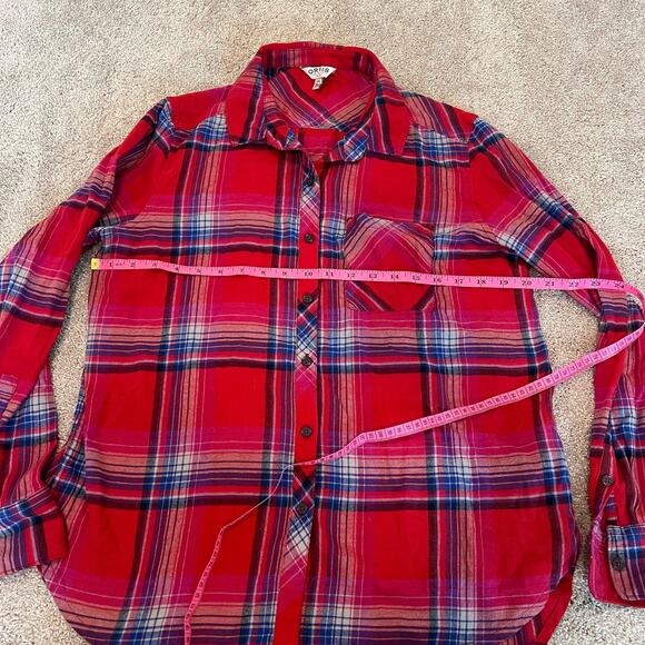 Orvis Women's Plaid Flannel Button Down Red Cotton Size Large - Picture 8 of 9